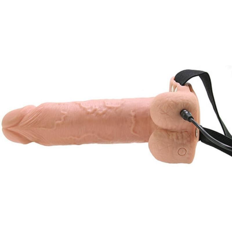 FETISH FANTASY SERIES - REALISTISCHE TRILLENDE HOLLE STRAP-ON MET BALLEN 17,8 CM