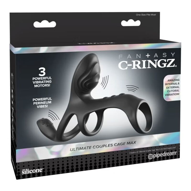 FANTASY C-RINGZ - ULTIMATE COUPLES CAGE MAX VIBRERENDE PENISRING 19,5 CM