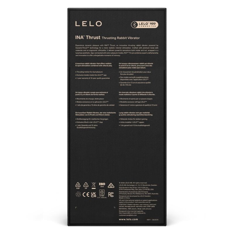 LELO - INA THRUST RABBIT STUWENDE VIBRATOR ZWART