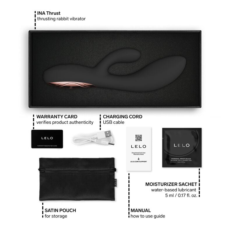 LELO - INA THRUST RABBIT STUWENDE VIBRATOR ZWART