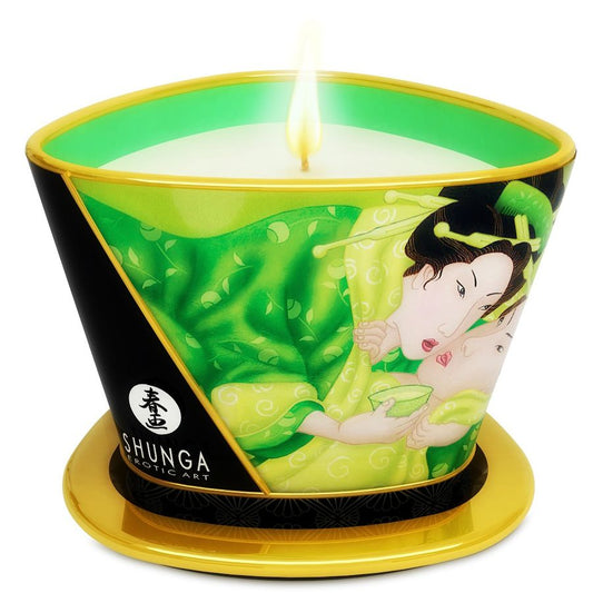 SHUNGA - MINI CARESS BY CANDELIGHT MASSAGEKAARS T GROEN 170 ML