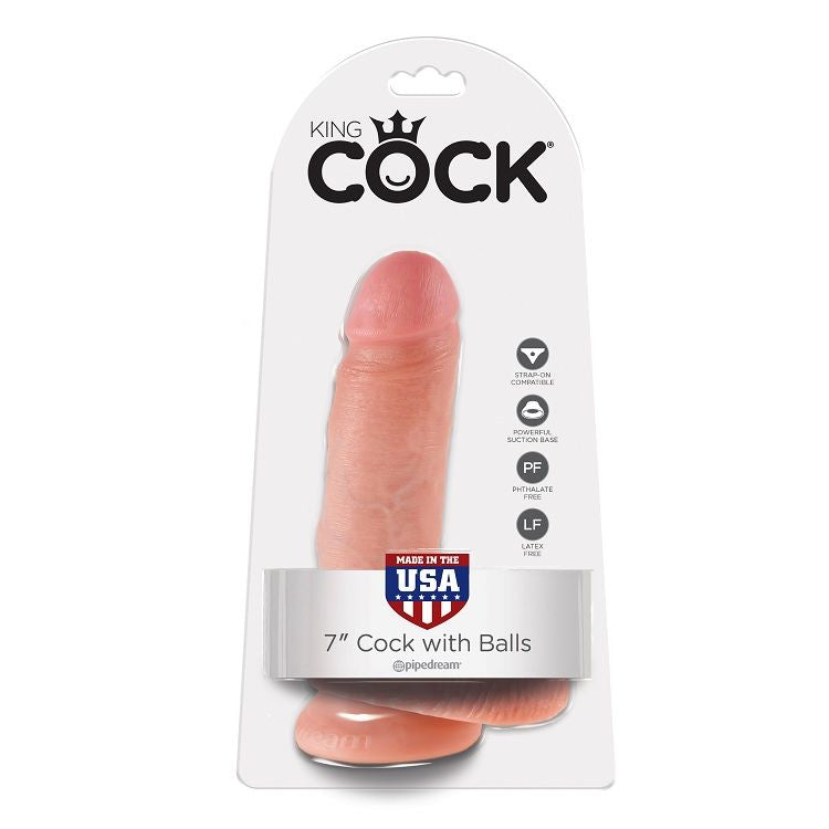 KING COCK - 7 DILDO FLESH MET BALLEN 17.8 CM