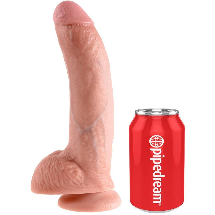 KING COCK - 9 DILDO HUIDSKLEUR MET BALLEN 22.9 CM