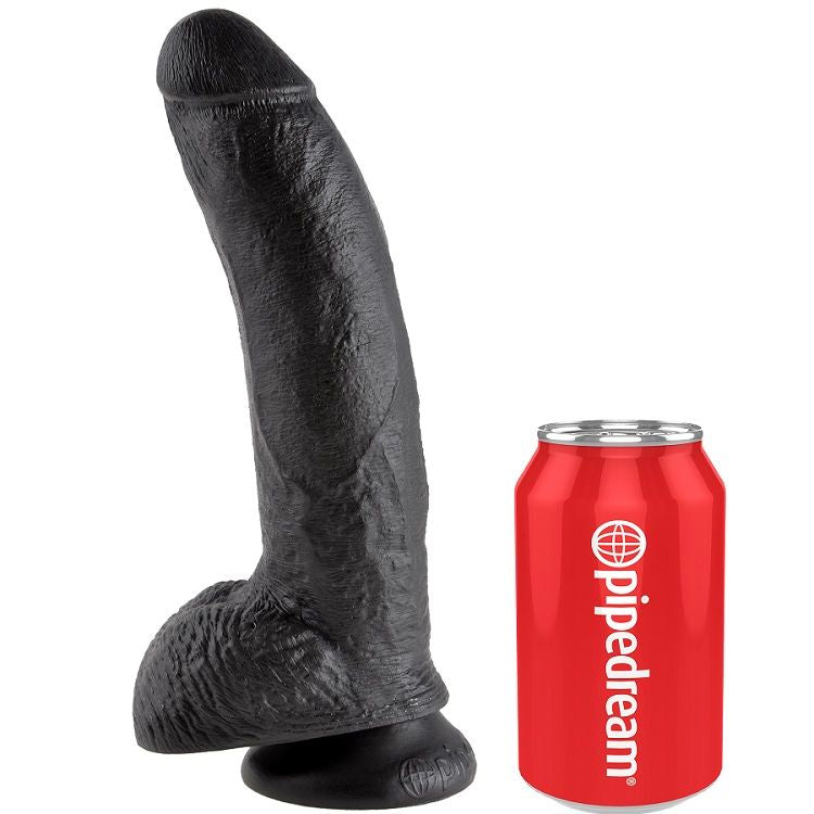 KING COCK - DILDO ZWART MET BALLEN 22.9 CM