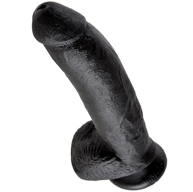 KING COCK - DILDO ZWART MET BALLEN 22.9 CM