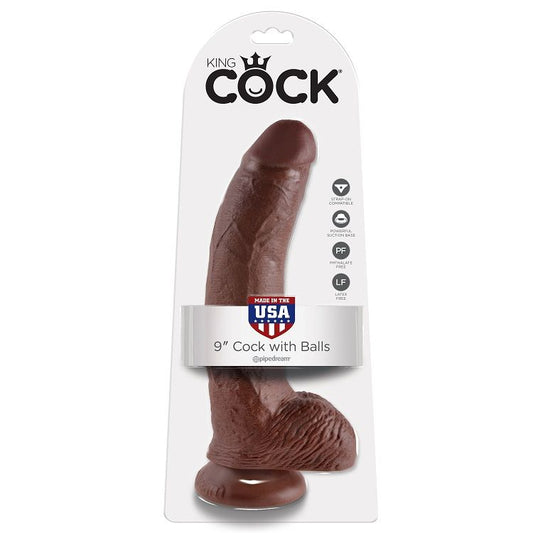 KING COCK - 9 DILDO BRUIN MET BALLEN 22,9 CM