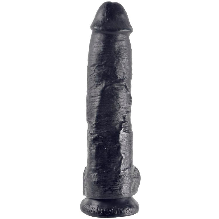 KING COCK - DILDO ZWART MET BALLEN 25,4 CM