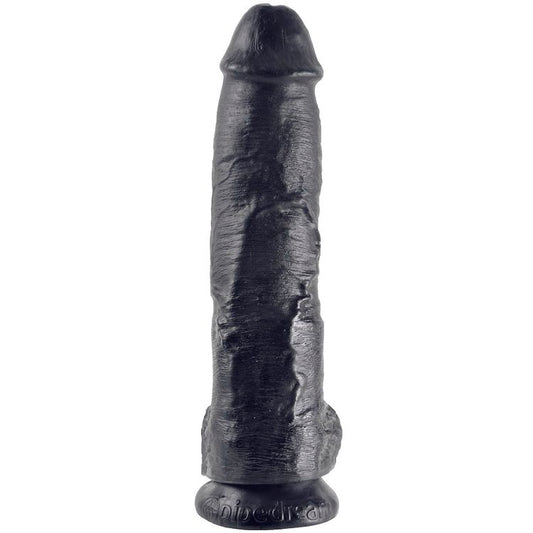 KING COCK - DILDO ZWART MET BALLEN 25,4 CM