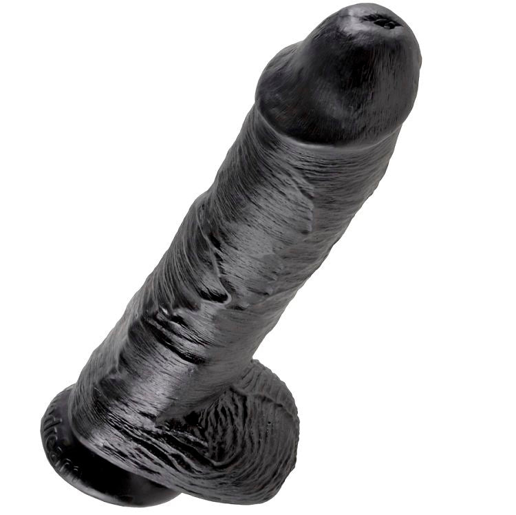 KING COCK - DILDO ZWART MET BALLEN 25,4 CM