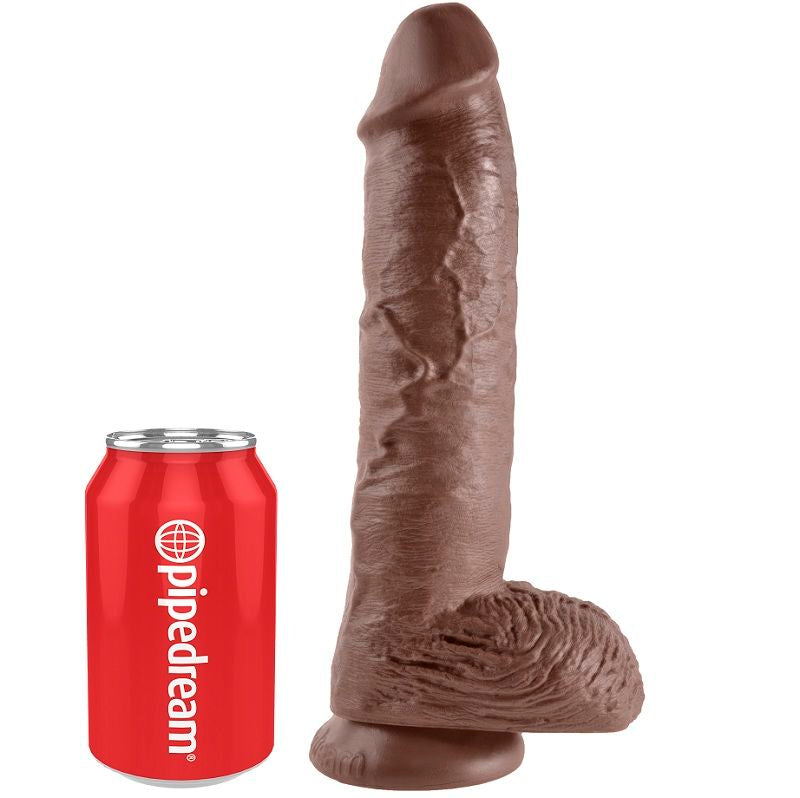 KING COCK - 10 DILDO BRUIN MET BALLEN 25,4 CM
