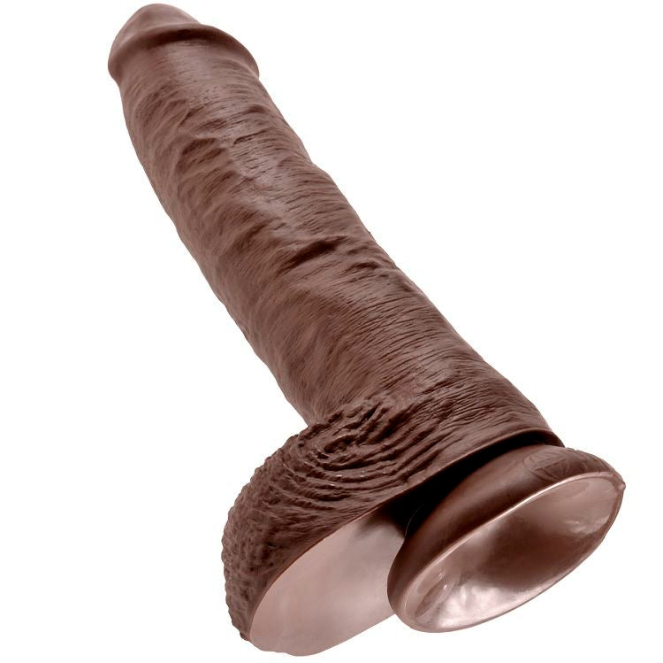 KING COCK - 10 DILDO BRUIN MET BALLEN 25,4 CM