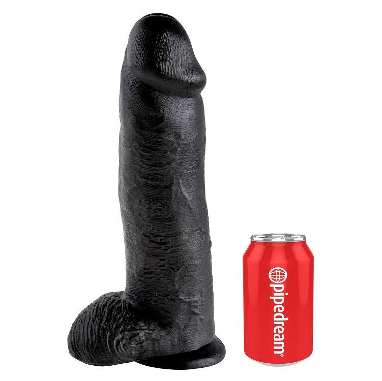 KING COCK - DILDO ZWART MET BALLEN 30,48 CM