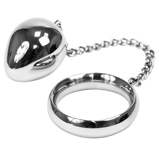 METAL HARD - PIEMELRING 45MM + KETTING MET METALEN BAL