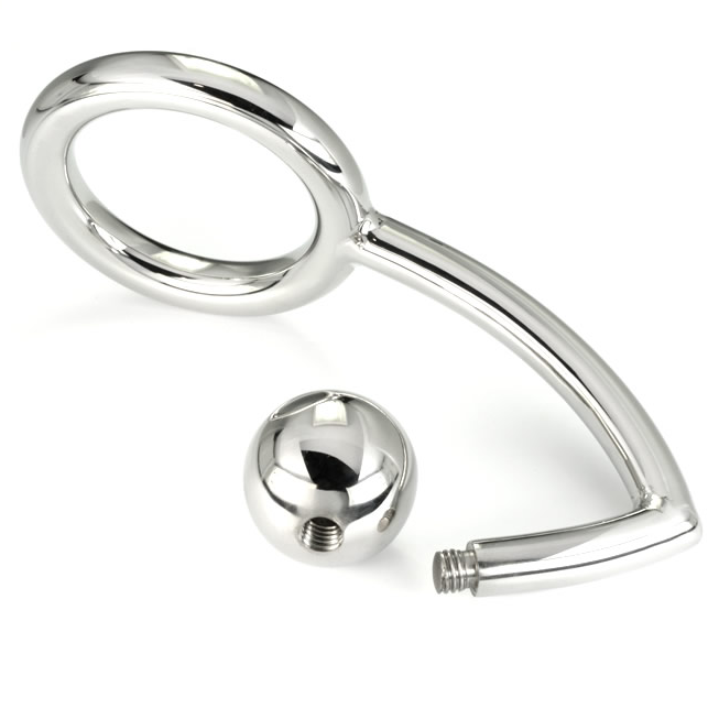 METAAL HARD - KOKERRING RING MET ANALE INTRUDER HAAK 45MM