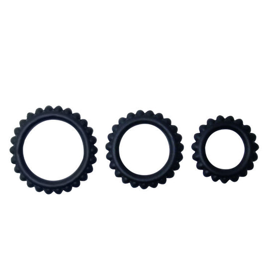 BAILE - TITAN SET 3 STUKS PIEMELRING ZWART 2.8 + 2.4 + 1.9 CM