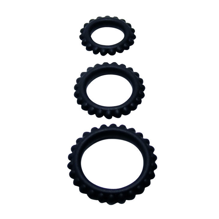 BAILE - TITAN SET 3 STUKS PIEMELRING ZWART 2.8 + 2.4 + 1.9 CM