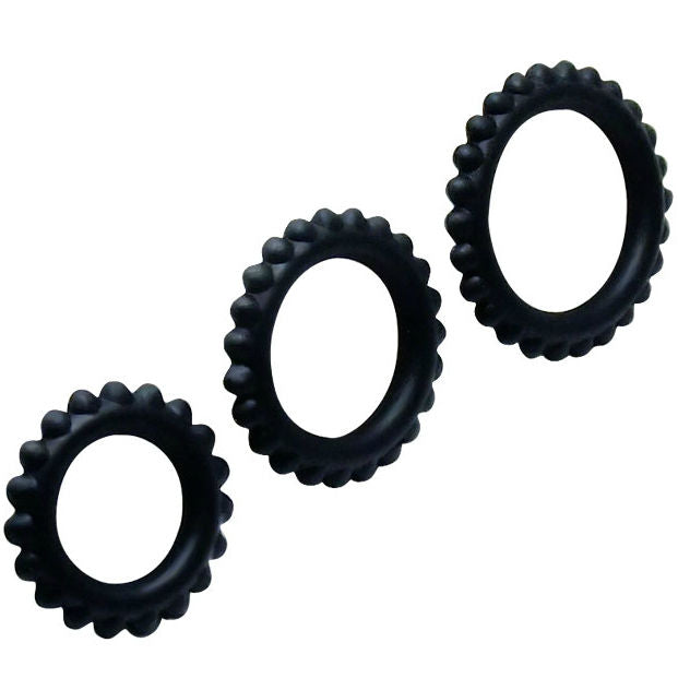 BAILE - TITAN SET 3 STUKS PIEMELRING ZWART 2.8 + 2.4 + 1.9 CM
