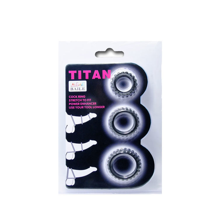 BAILE - TITAN SET 3 STUKS PIEMELRING ZWART 2.8 + 2.4 + 1.9 CM