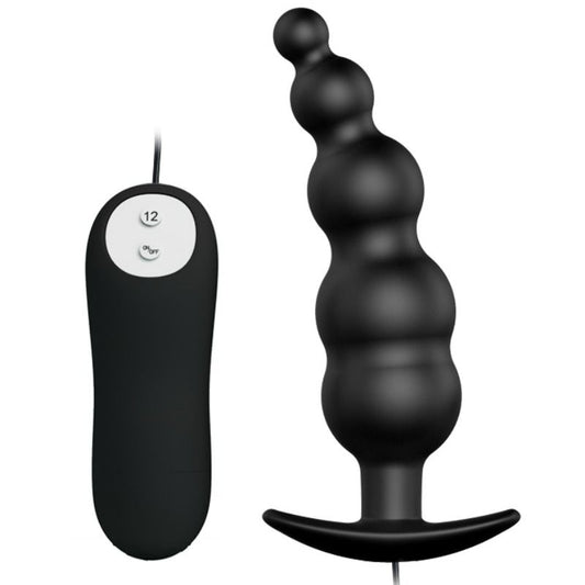 PRETTY LOVE - ANAALPLUG SILICONE EXTRA STIMULATIE EN 12 TRILLINGSMODI ZWARTE AFSTANDSBEDIENING