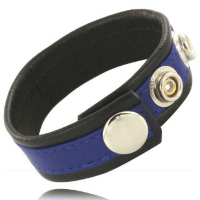 LEREN BODY - VERSTELBARE LEREN PENISRIEM BLAUW-ZWART