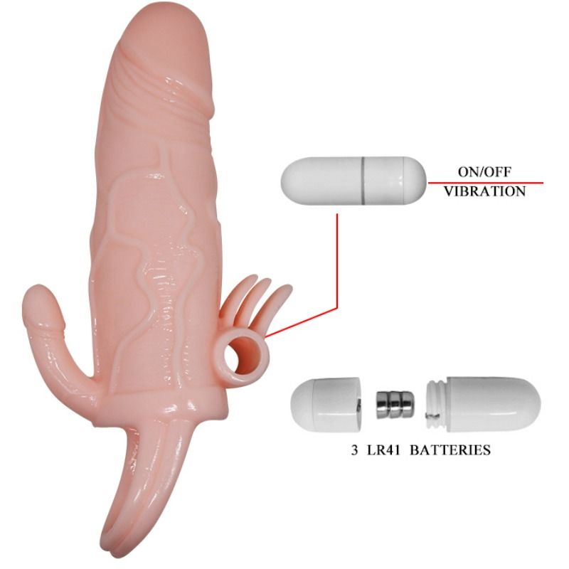 BAILE - BRAVE MAN PENISHOES MET CLITORIS EN ANALE STIMULATIE VLEES 16,5 CM
