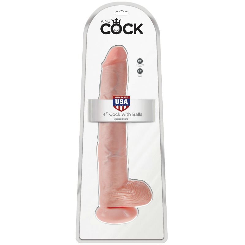 KING COCK - DILDO MET BALLEN 35,6 CM HUIDSKLEURIG