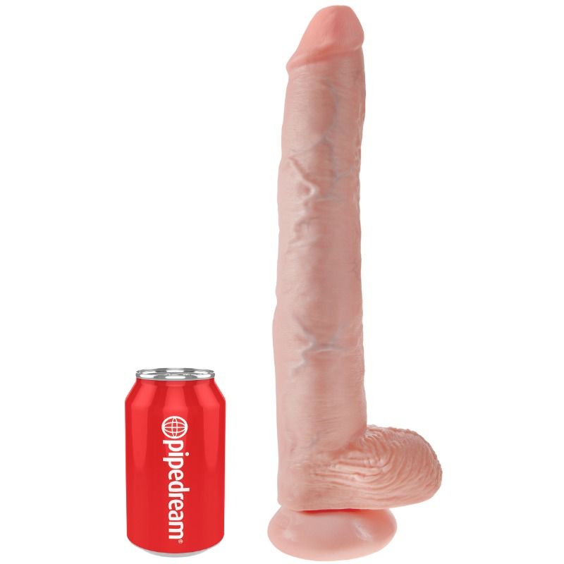 KING COCK - DILDO MET BALLEN 35,6 CM HUIDSKLEURIG