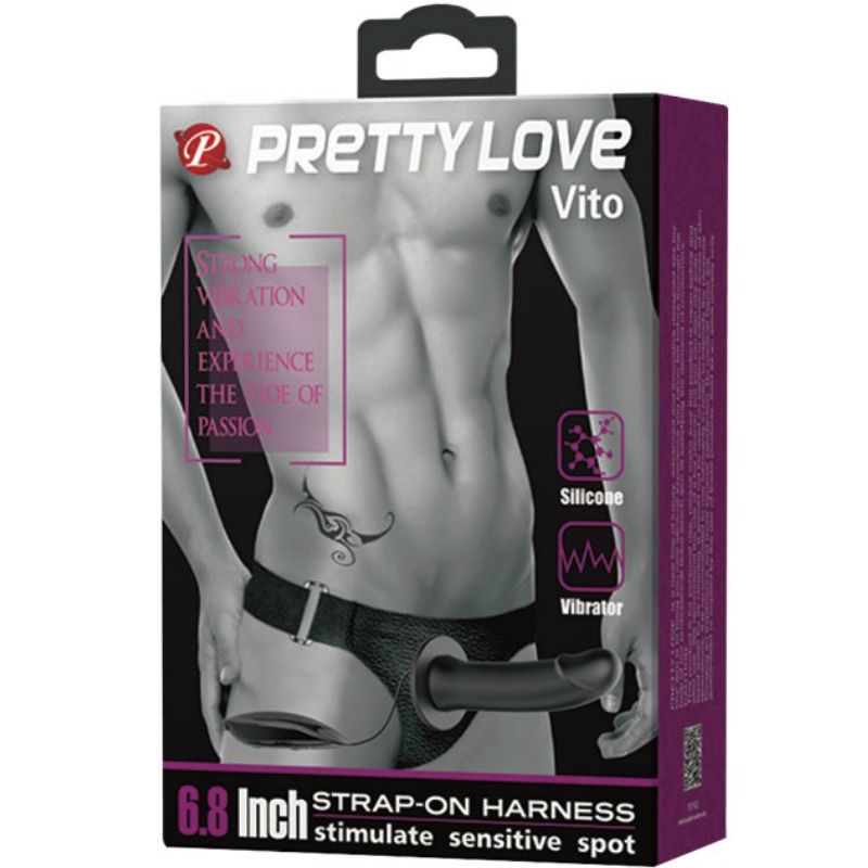 PRETTY LOVE - VITO STRAP-ON MET HOLLE DILDO EN TRILLING 17,3 CM