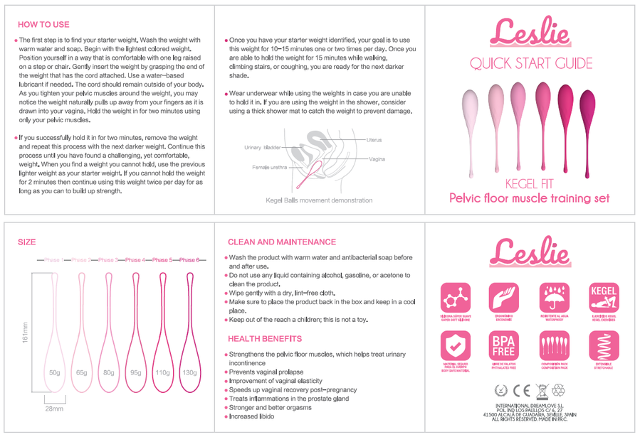 LESLIE - KEGEL FIT BEKKENBODEMTRAINING SET 6 GEWICHTEN