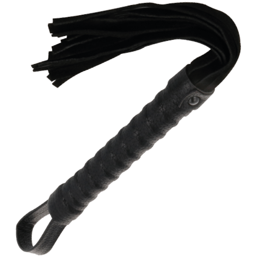 DARKNESS - ZWARTE BONDAGEZWEPE MET LEREN HANDVAT