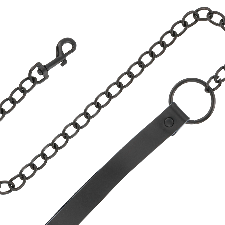 DUISTERNIS - ZWARTE LEREN HANDBOEIEN EN HALSBAND