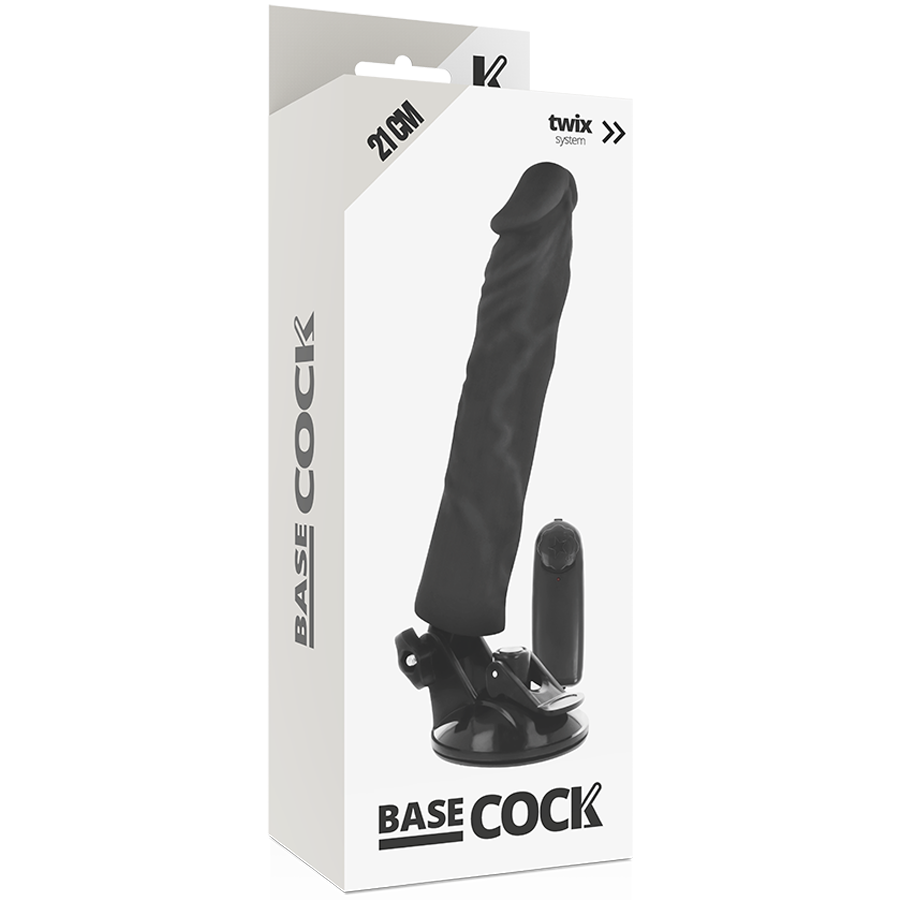 BASECOCK - VIBRADOR REALÍSTICO CONTROL REMOTO NEGRO 21 CM -O- 4 CM