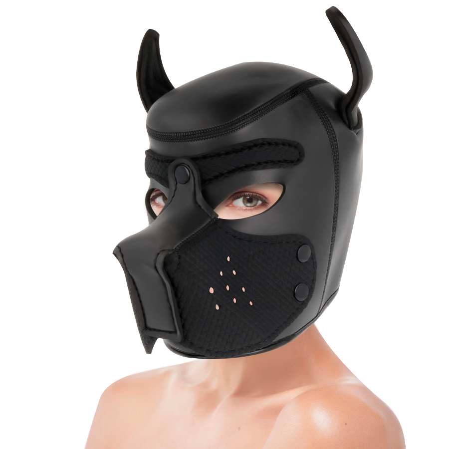 DARKNESS - NEOPREEN HONDENMASKER MET VERWIJDERBARE MUILKORF L