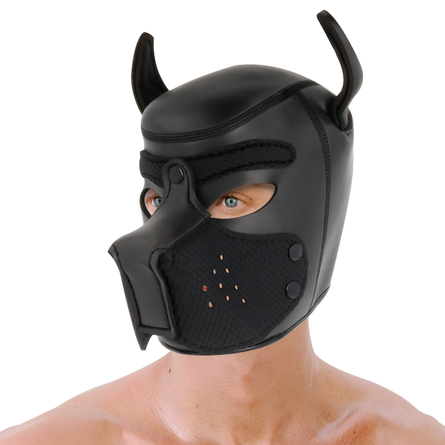 DARKNESS - NEOPREEN HONDENMASKER MET VERWIJDERBARE MUILKORF L