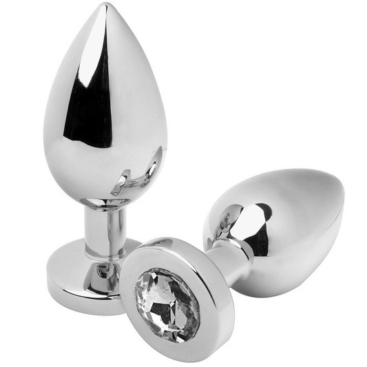 METAAL HARD - ANAALPLUG DIAMANT TRANSPARANT MEDIUM 7.62CM