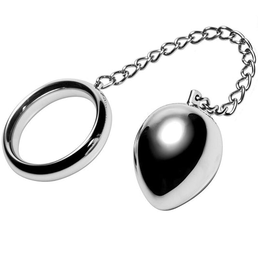 METAAL HARD - PIEMELRING 40MM + KETTING MET METALEN BAL