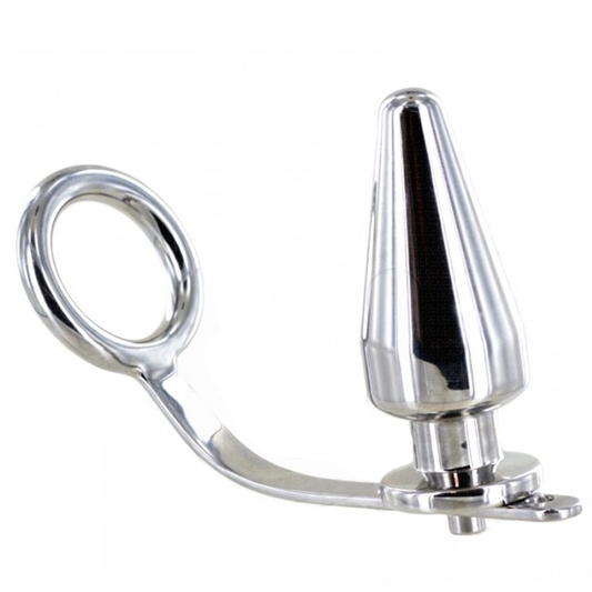 METAAL HARD - STALEN RING MET ANAALPLUG 45 X 50MM