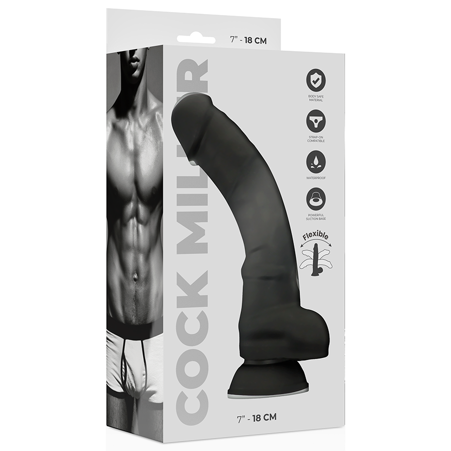 COCK MILLER - DILDO REALISTISCHE SILICONE DICHTHEID ARTICULEERBAAR ZWART 18 CM
