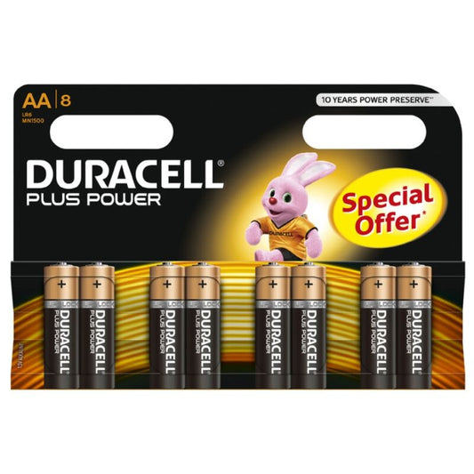 DURACELL - PLUS POWER BATTERIJ AA LR6 8 STUKS