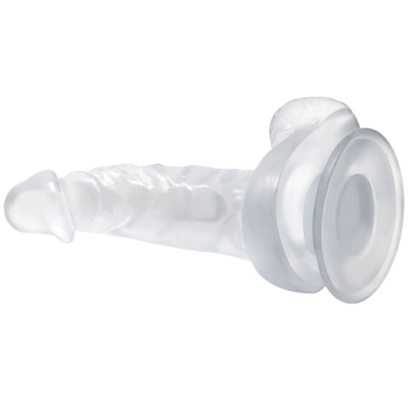 BAILE - REALISTISCHE DILDO MET ZUIGNAP EN TEELBALLEN 16,7 CM TRANSPARANT