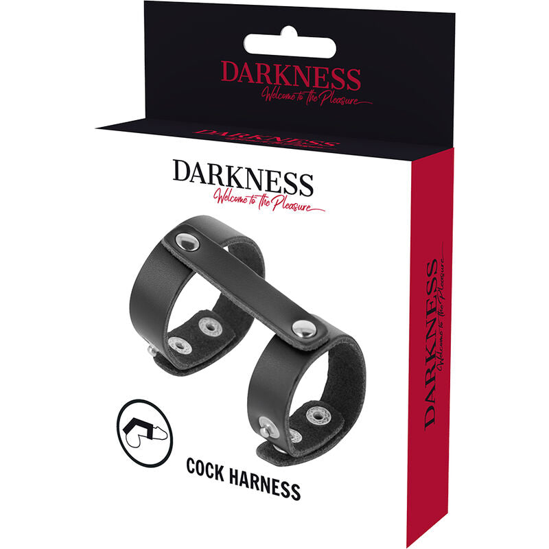 DARKNESS - LEREN VERSTELBARE PENIS- EN TESTIKELRING