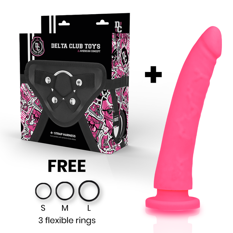 DELTA CLUB - TUIGJE VOOR SPEELGOED + ROZE SILICONEN DONG 20 CM -O- 4 CM