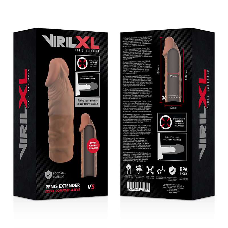 VIRILXL - VLOEIBARE SILICONEN V5 BRUINE PENISVERLENGER