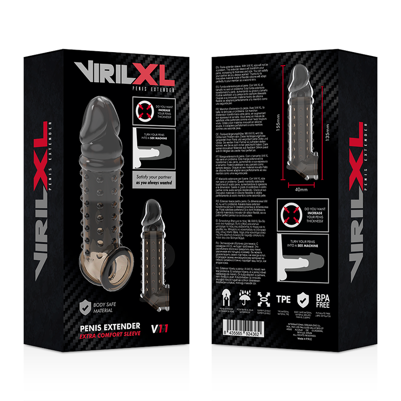 VIRILXL - PENISVERLENGSTUK EN SHEATH V11 ZWART