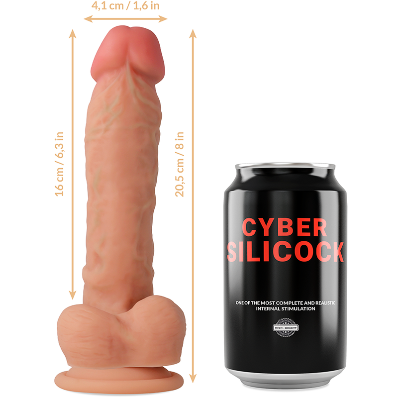 CYBER SILICOCK - STRAP-ON MAGNUS VLOEIBARE SILICONE MET 3 RINGEN GRATIS 20,5 CM -O- 4,1 CM