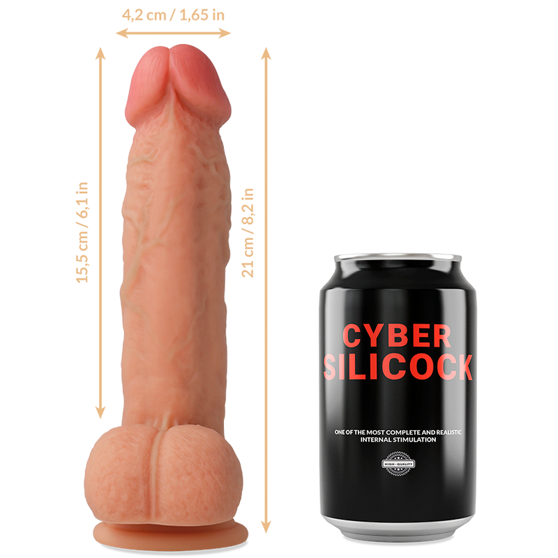 CYBER SILICOCK - STRAP-ON SAUL VLOEIBAAR SILICOON MET 3 RINGEN GRATIS 15.5 CM -O- 4.2 CM