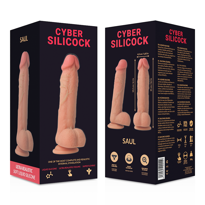 CYBER SILICOCK - STRAP-ON SAUL VLOEIBAAR SILICOON MET 3 RINGEN GRATIS 15.5 CM -O- 4.2 CM