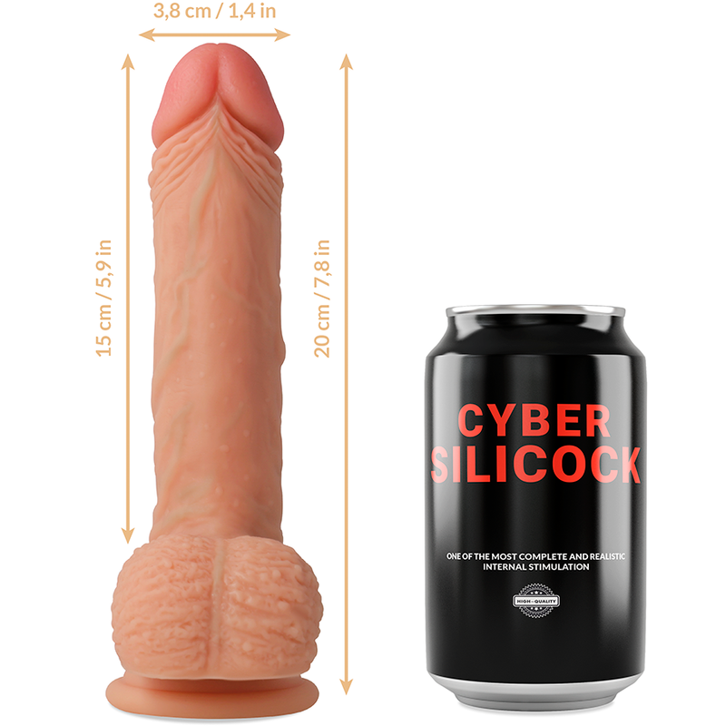 CYBER SILICOCK - STRAP-ON FREEMAN VLOEIBAAR SILICOON MET 3 RINGEN GRATIS 20 CM -O- 3.8 CM