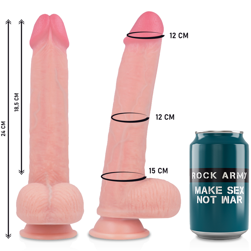 ROCKARMY - ARN S + VLOEIBARE SILICONEN DILDO PREMIUM KINGCOBRA 24 CM -O- 4,77 CM